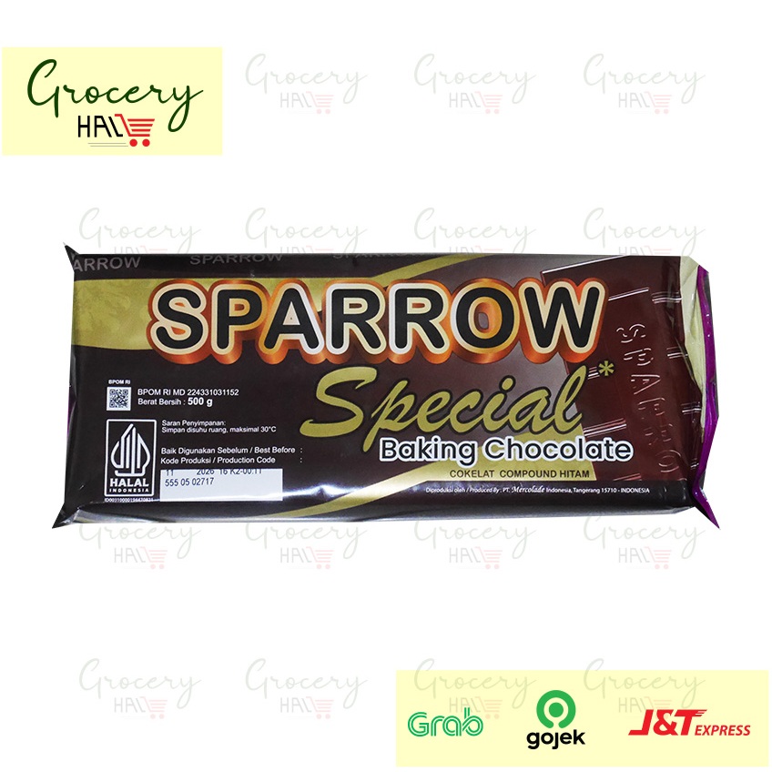 

SPARROW DARK CHOCOLATE COMPOUND 500 GRAM - COKELAT BATANGAN HITAM UNTUK BAKING