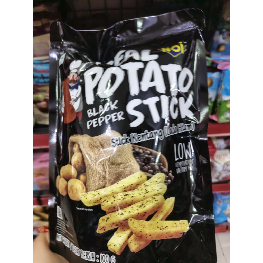 

Noi Potato Stick Blackpepper / potato stick lada hitam (low temperature vacuum fry) 100gr isi 5 pax