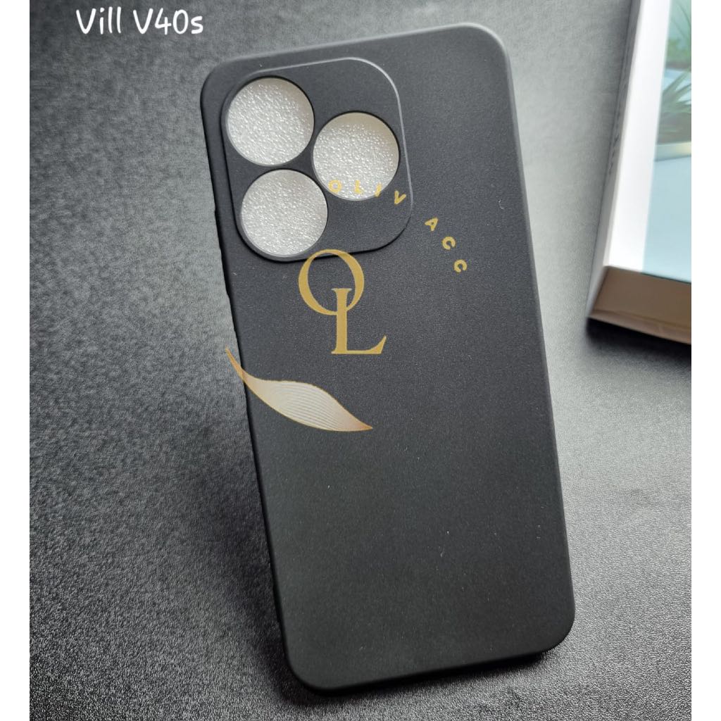 case villaon v40s black case square case hitam soft case