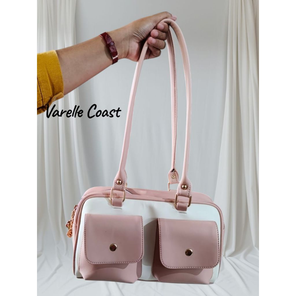 Leoni Combain White & Baby Pink 04_Tas Bahu Wanita