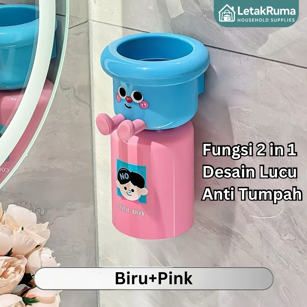 NEW CUCI GUDANG TEMPAT SIKAT GIGI ANAK TEMPAT SIKAT DAN PASTA GIGI RAK SIKAT GIGI KAMAR MANDI TEMPEL