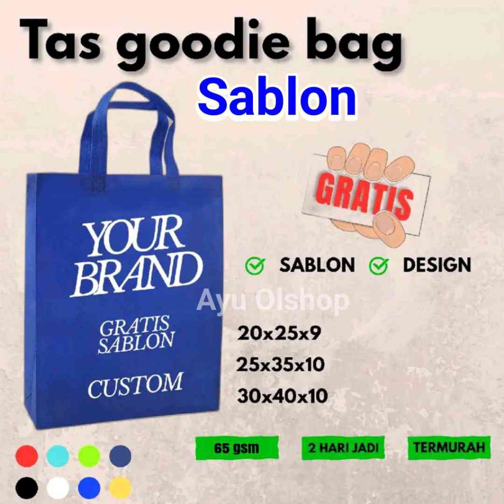 

( Sablon Custom ) Tas Spunbond Handle Lipat Samping 20x25 & 25x35 & 30x40 Tas Belanja