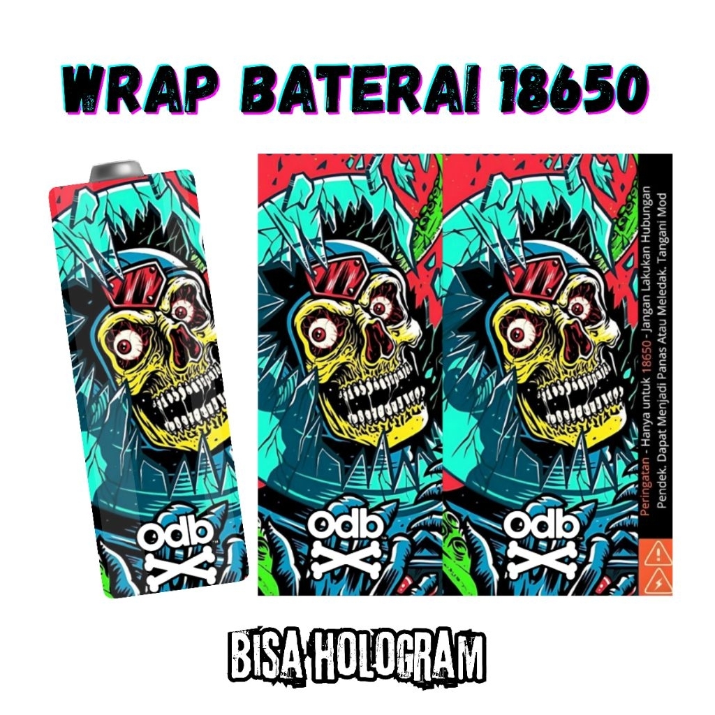 Jaka Custom - Skin Stiker Wrap Baterai 18650 Motif Monster Full Desain Untuk Melindungxi Dan Memperc