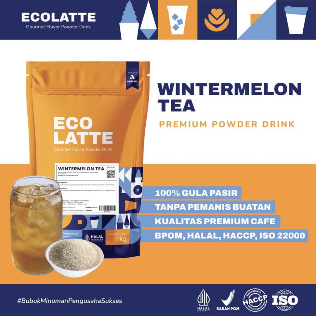Ecolatte Wintermelon Tea Powder Drink 1KG Usaha Minuman UMKM