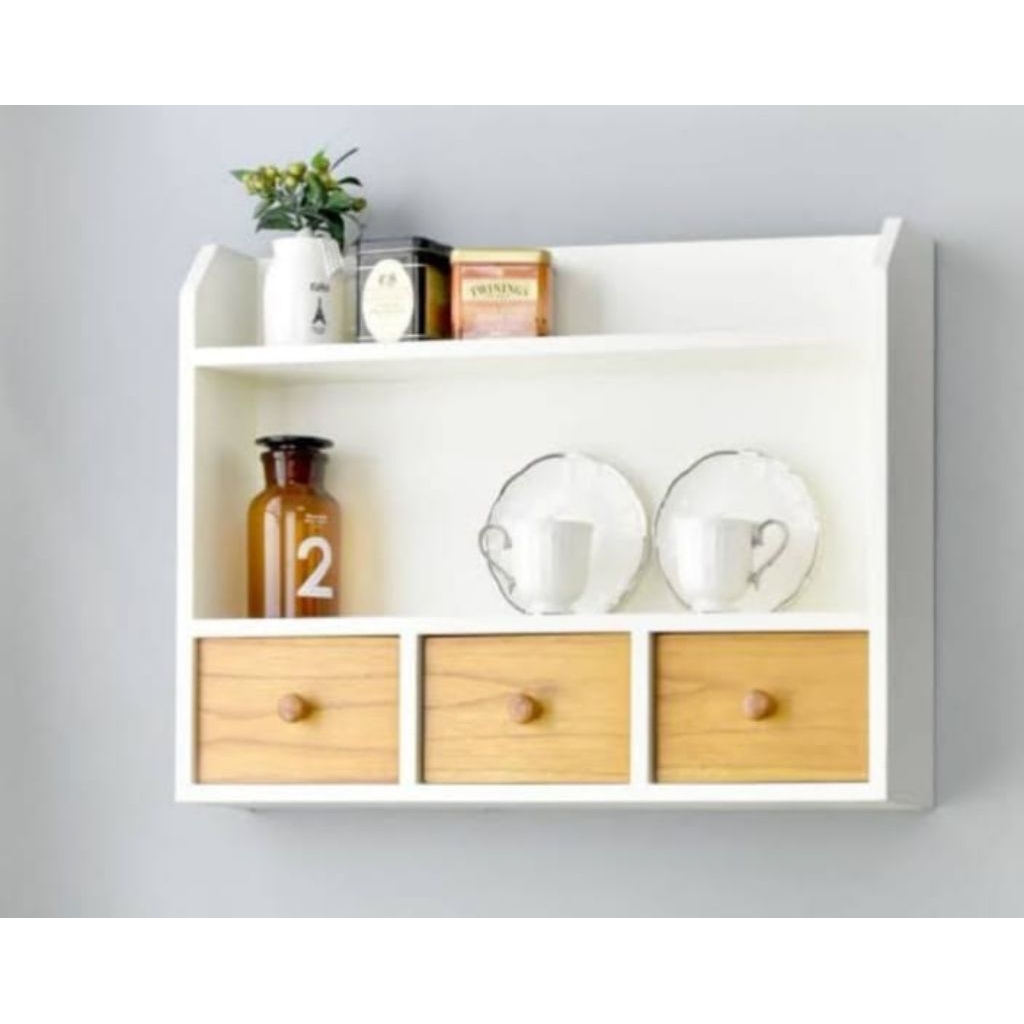 furniture rak dinding minimalis 2 sekat