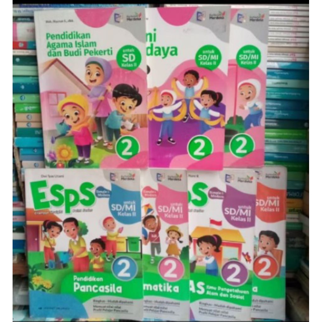 Buku Paket SD KELAS 2 KURIKULUM MERDEKA (Bekas) Pjok,senibudaya,Grow with,Agama islam,Esps pendidika