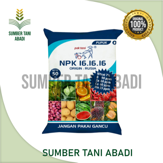 PUPUK NPK 16 16 16 PAK TANI BIRU - KEMASAN REPACK 5KG, 10KG, 25KG - PT SAPROTAN UTAMA