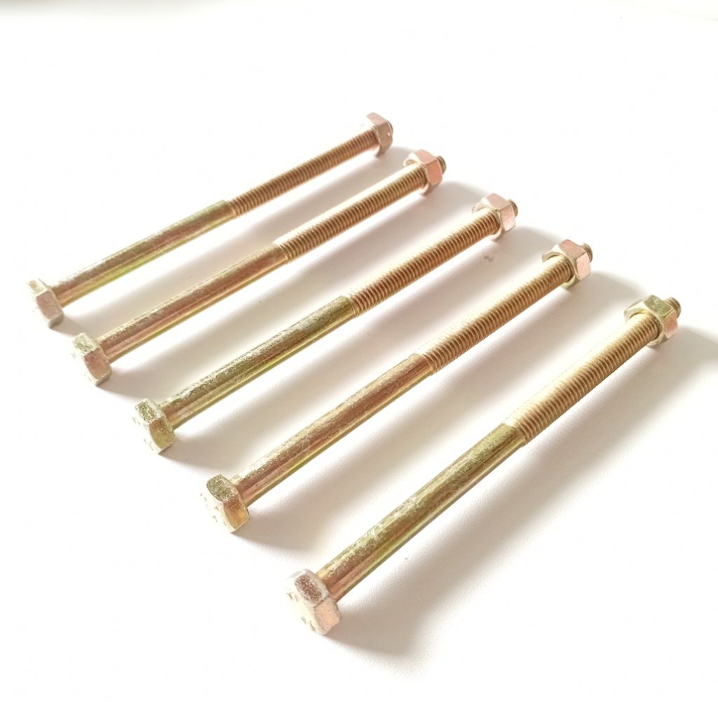 Baut + Mur Kuning 8×120 kunci 12 panjang 12cm