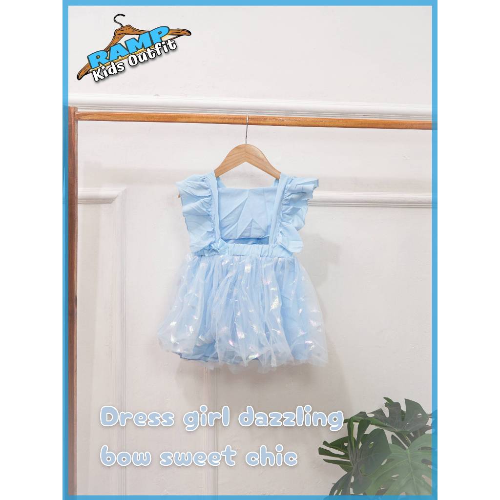dress anak perempuan tutu | dress party anak | Dress girl dazzling bow sweet chic ball 550-48