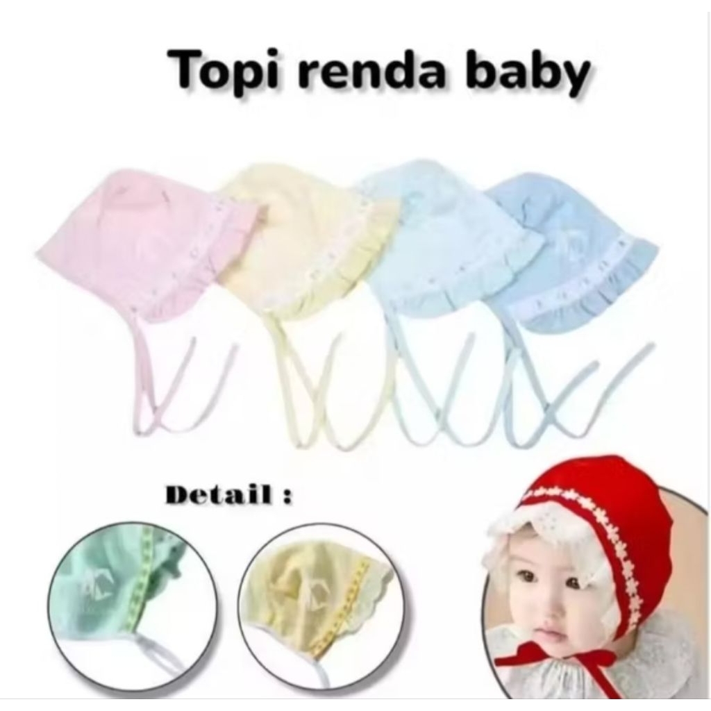 Topi bayi tali / topi bayi renda / topi bayi newborn / topi bayi / topi bayi murah