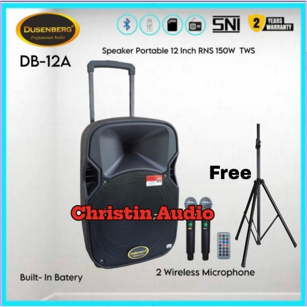 Speaker Portable Dusenbreg DB 12A 12 Inch Usb Bluetooth Original SNI