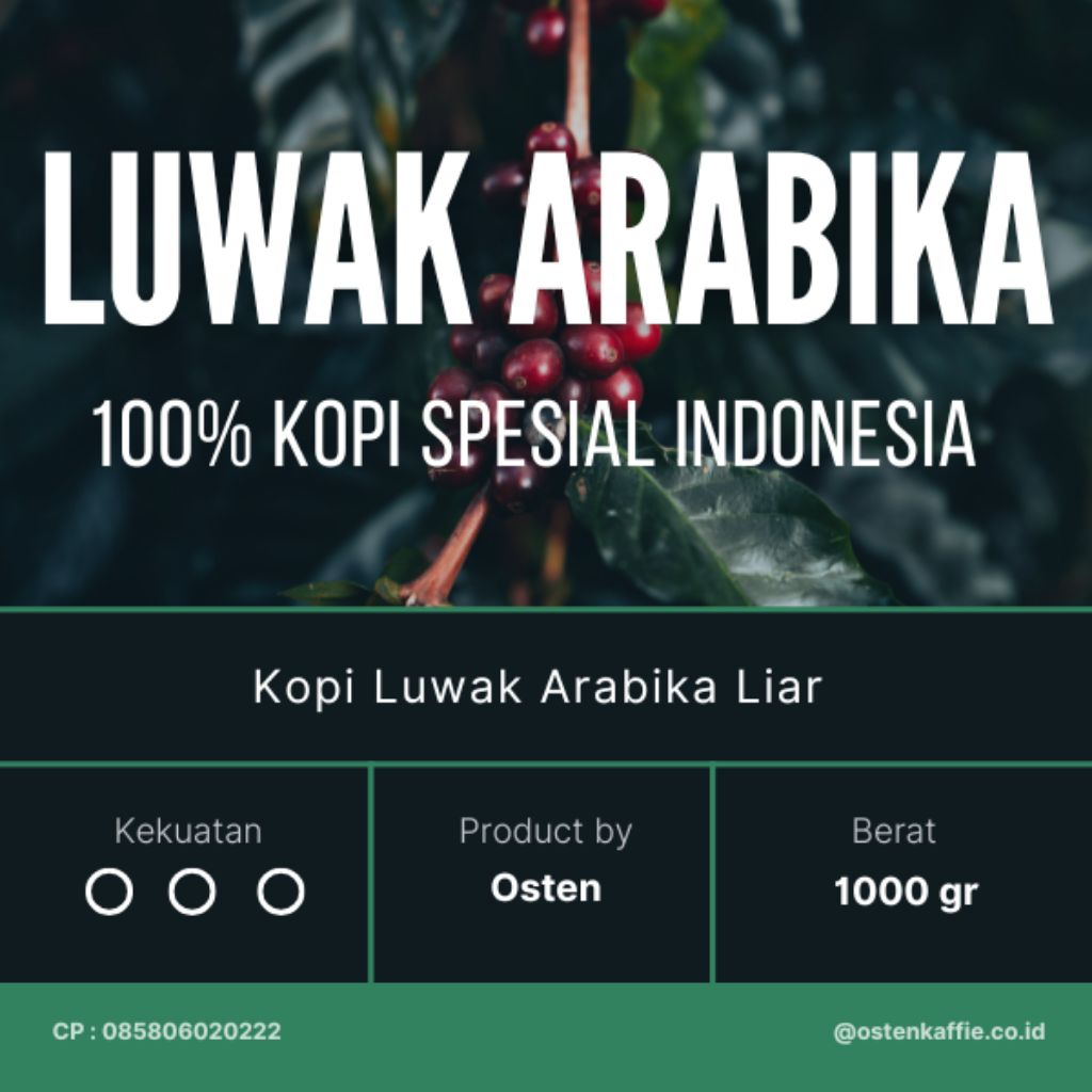 

Spesial Luwak Arabika Roastbean Sangrai Kopi Bubuk 1 kg