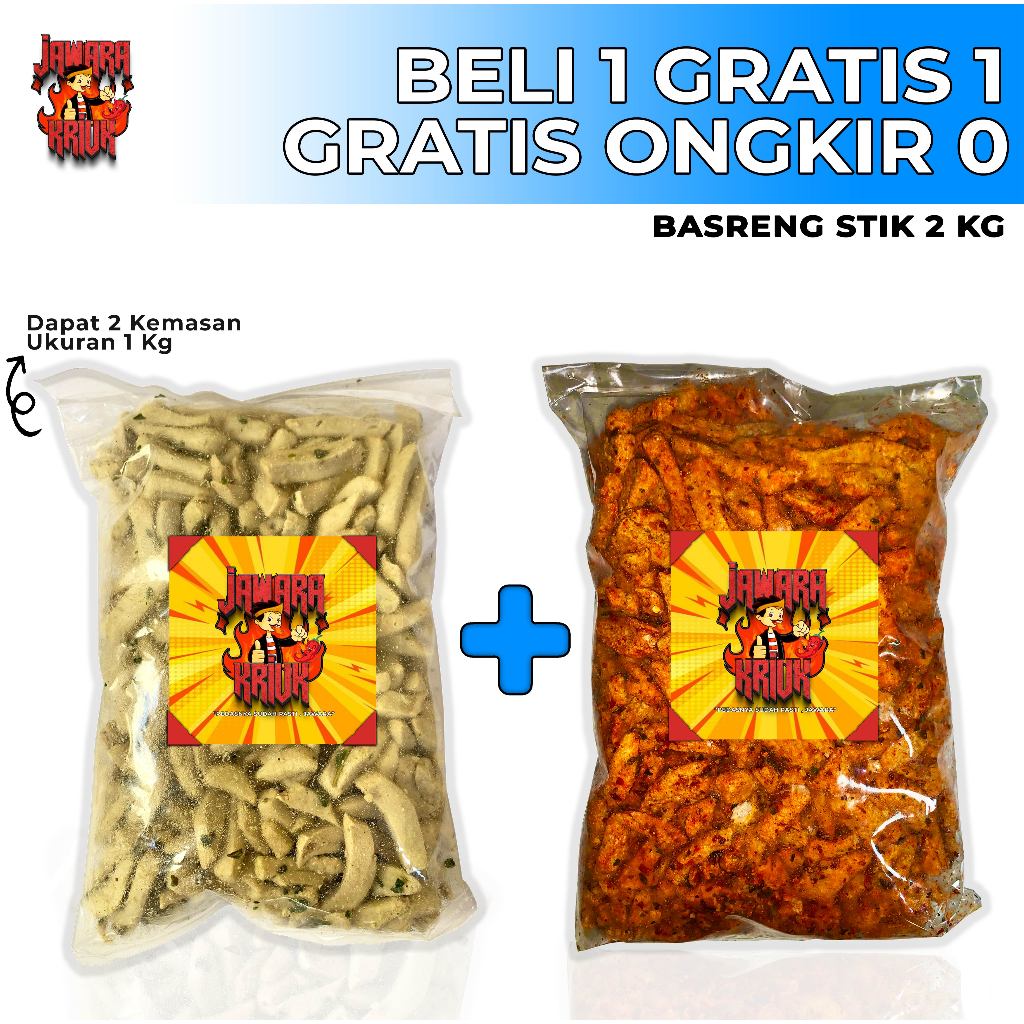 

JAWARAKRIUK - PROMO BELI 1 DAPAT2 BASTIK 2KG Basreng Stik Rasa Original 1kg Pedas 1kg Xtra Pedas 1kg Bumbu Melimpah Food Snack