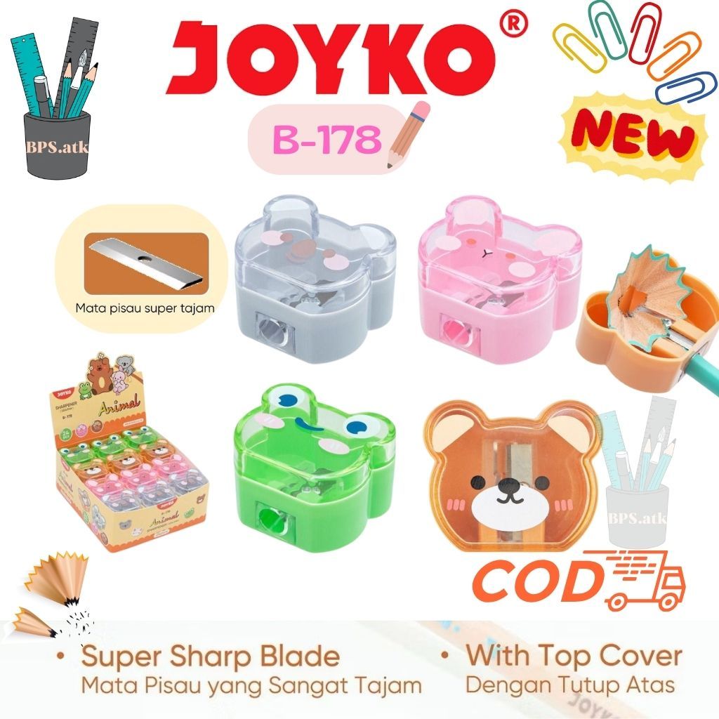 

(24 pcs) JOYKO Rautan Serutan Sharpener B-178 Animal Serutan Karakter