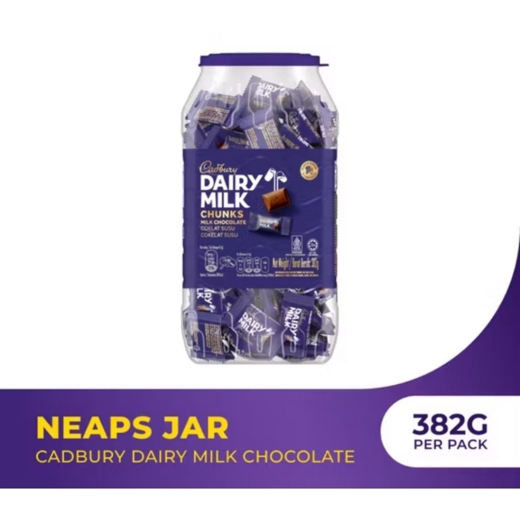 

Cadbury Dairy Milk Cokelat Neaps Jar / Toples 382gr isi 80-85 pcs