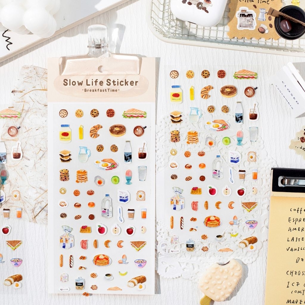 

1 lembar Slow Life Sticker kecil Muguang coffee snack jurnal diy