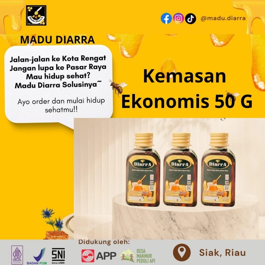 

Madu DiarrA 100 botol varian 50gr,Madu Acasia-Madu asli-madu-Rawhoney-tanpaproses-tanpapengolahan-Sertifikasi-BPOM-Halal-Ujilab-SIG-Bogor