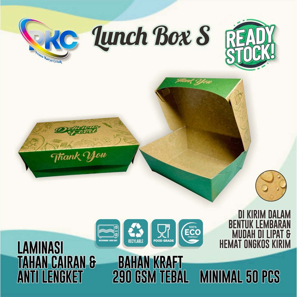 Lunch Box Size S 290gsm Box Dimsum Takoyaki Pisang Keju Kotak Makanan Kraft Paper