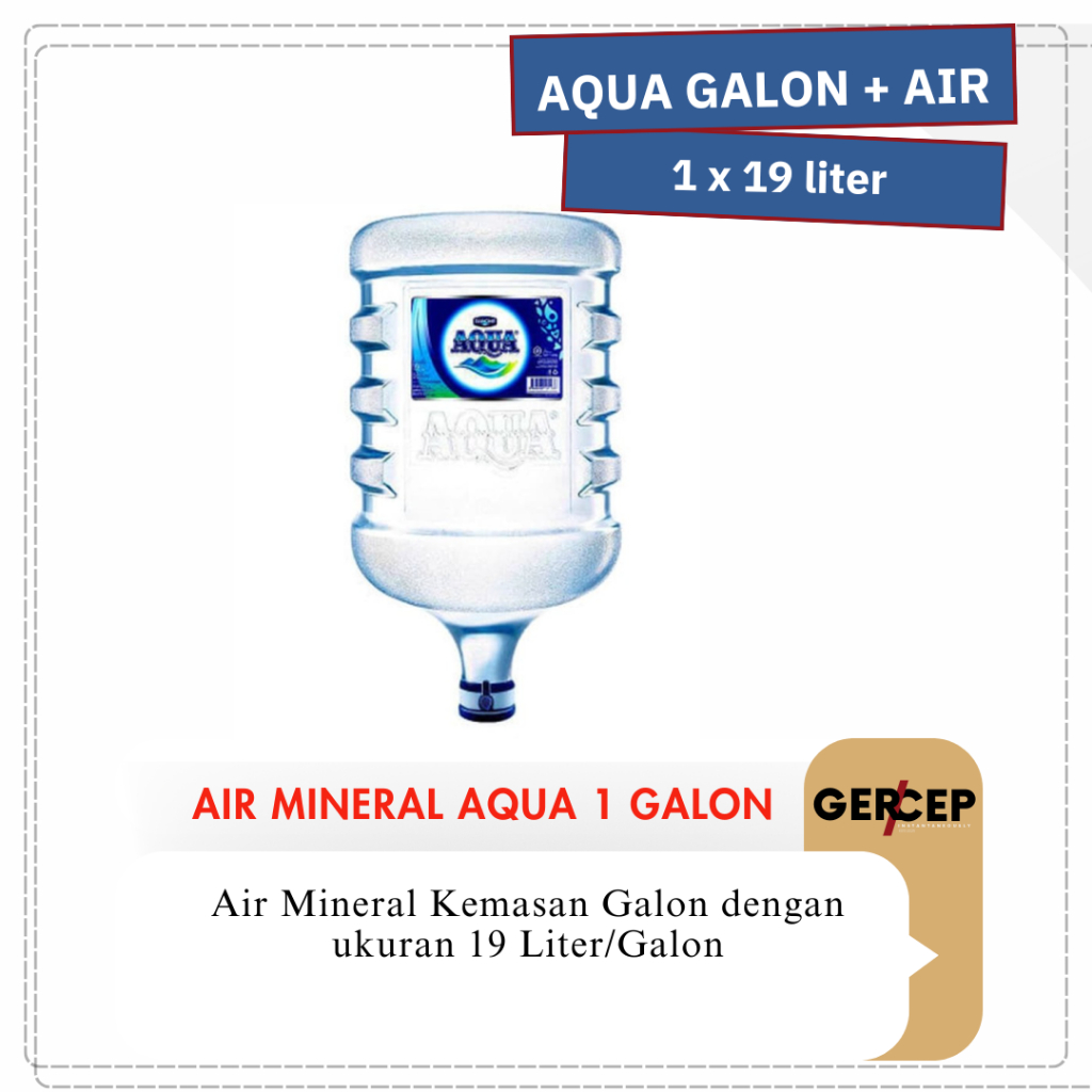 

Galon Aqua Original / Aqua Galon Isi 19 Liter (Galon + Air)