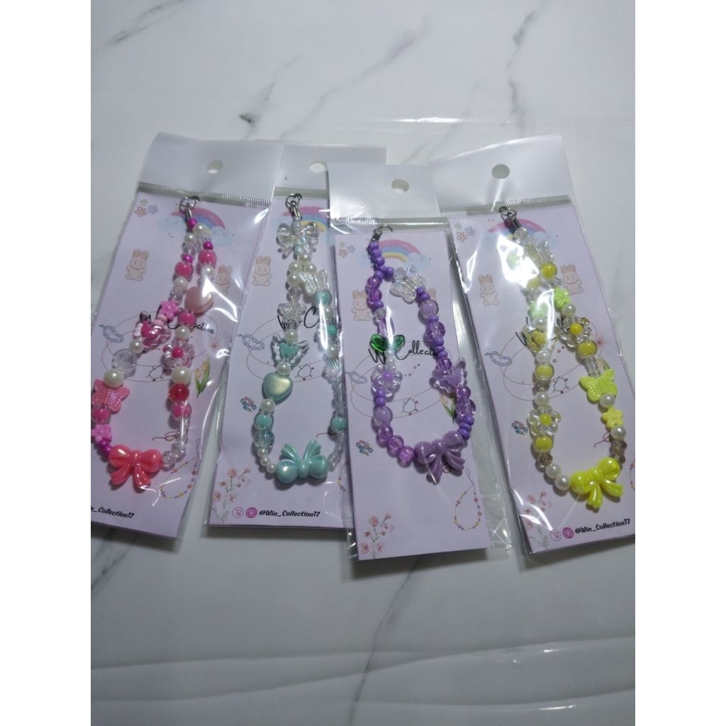 Aksesoris lucu gantungan HP Tas manik manik warna warni