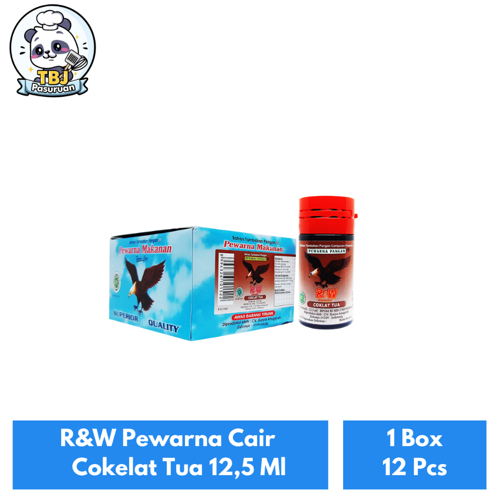 

R&W Pewarna Cair Cokelat Tua 12,5 Ml Kemasan 1 Box Isi 12 Pcs