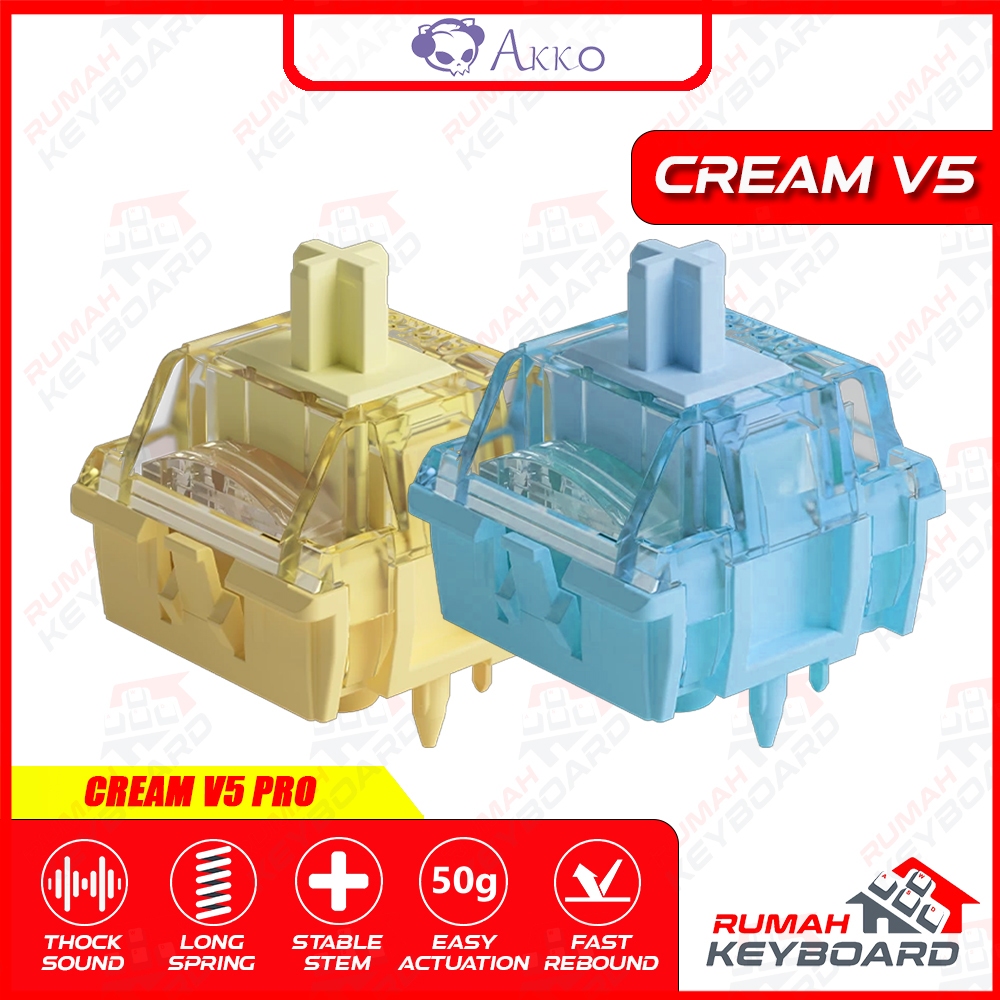 SWITCH - AKKO CREAM BLUE - CREAM YELLOW - V5 PRO - 5 PIN - 45g - PCB Mount - Mechanical Keyboard