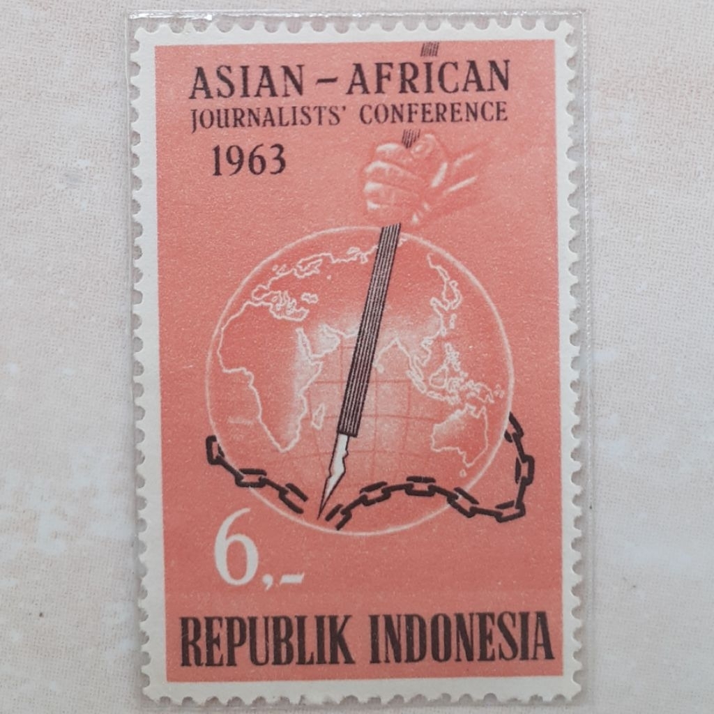 

(ID2) Perangko Indonesia Konferensi Wartawan Asia Afrika (Rp 6) Tahun 1963