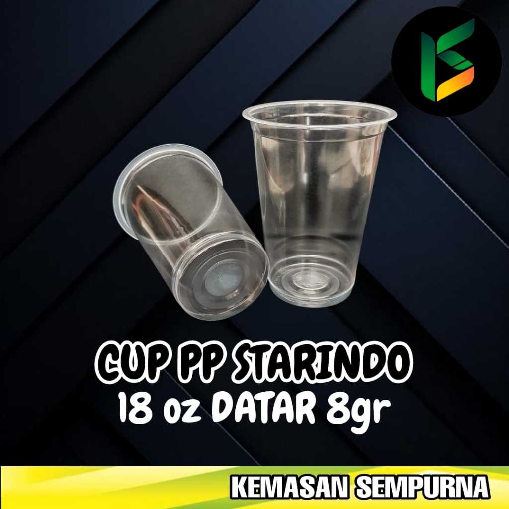Gelas Plastik Cup datar PP Starindo 18 oz 8 gr / 18oz 8gr