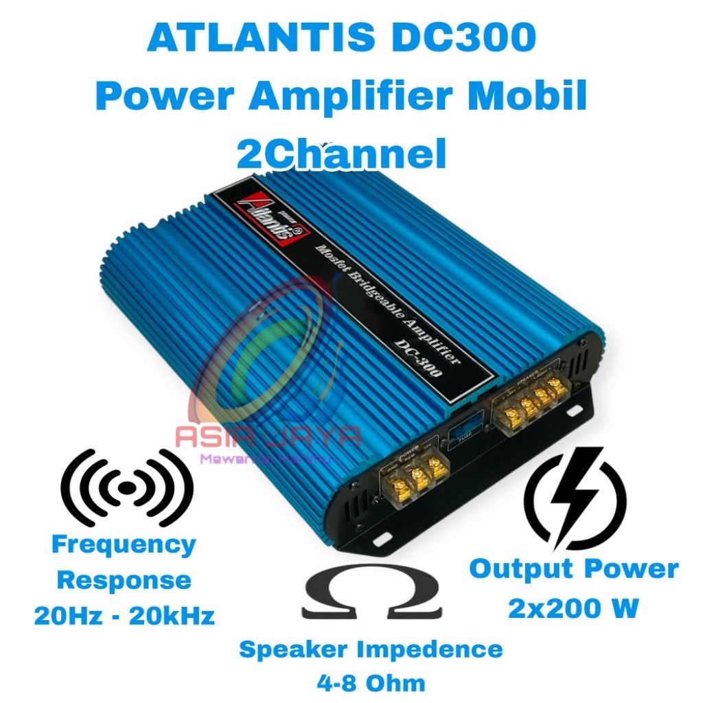 Amplifier Mobil Power Subwoofer ATLANTIS DC300 2Channel Mosfet Crossover