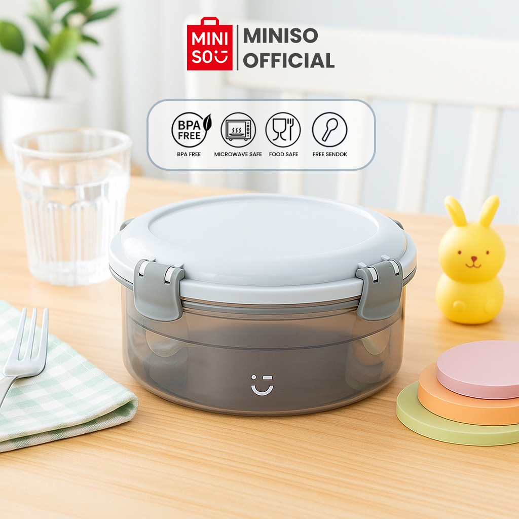 MINISO Kotak Makan Graceful Series Large Salad Container 1100mL Kotak Salad Bekal Praktis Ukuran Bes