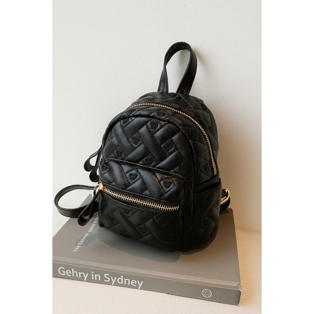 TAS RANSEL WANITA MINI HITAM CASUAL FASHION KOREA AESTHETIC - TAS KERJA KULIAH - TAS MINI OOTD TREND