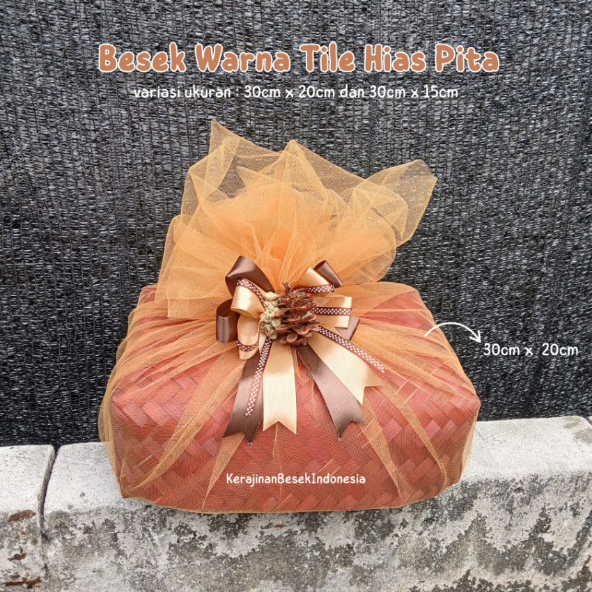 

GROSIR SEPASANG BESEK 30x20 WARNA TILE BONUS PITA Box hantaran hidden hampers parsel kado bambu unik