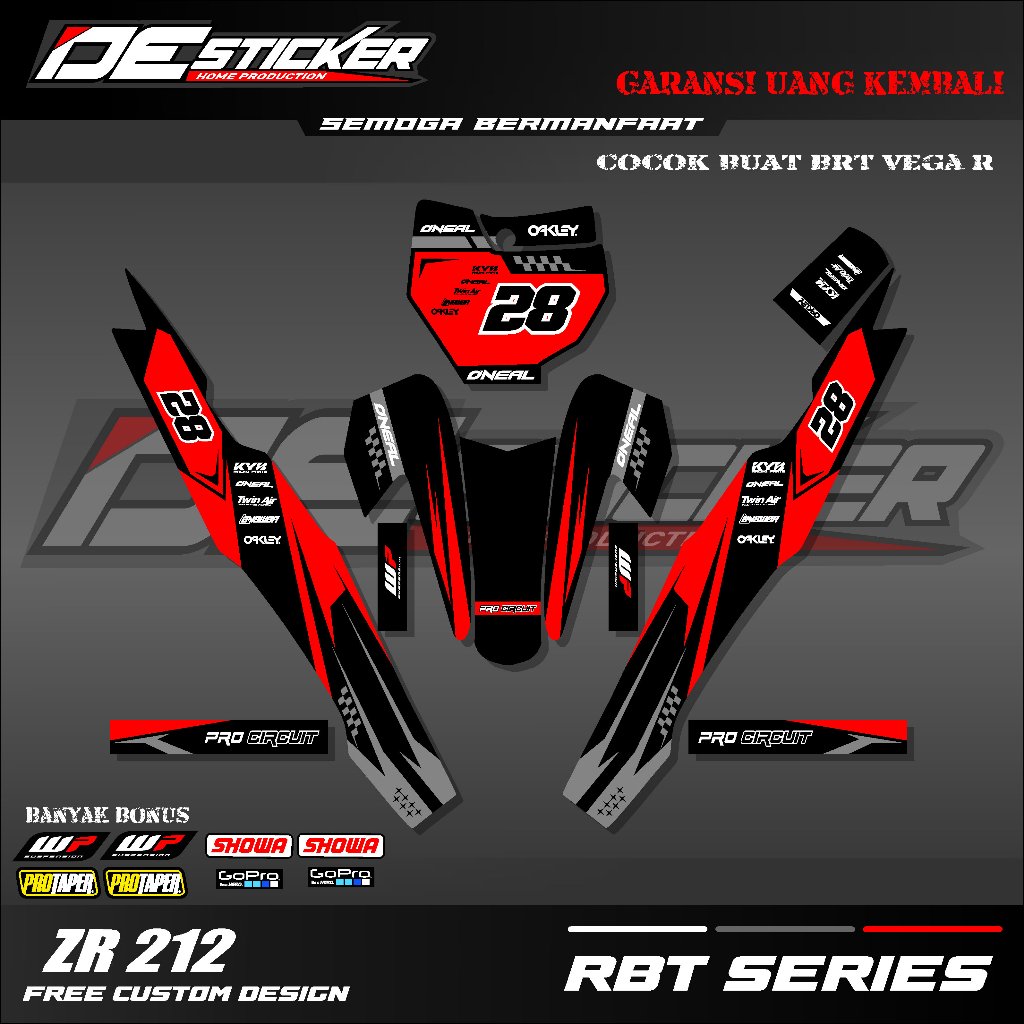 ZR212 Sticker Striping Variasi RBT/GTX VEGA R NEW Stiker Striping Bebek Modif RBT Terbaru