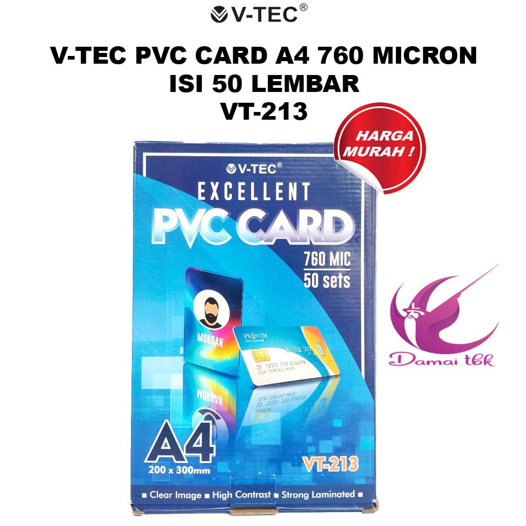 

Kertas PVC V'Tec Bahan ID Card 50 set