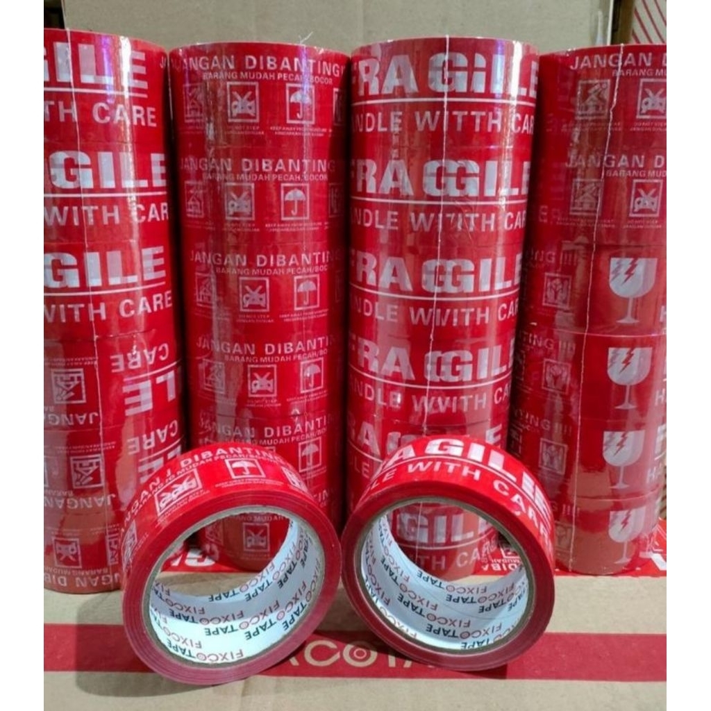 

Packing Lakban Fragile Isolasi Lem Selotif Warna Merah Tape