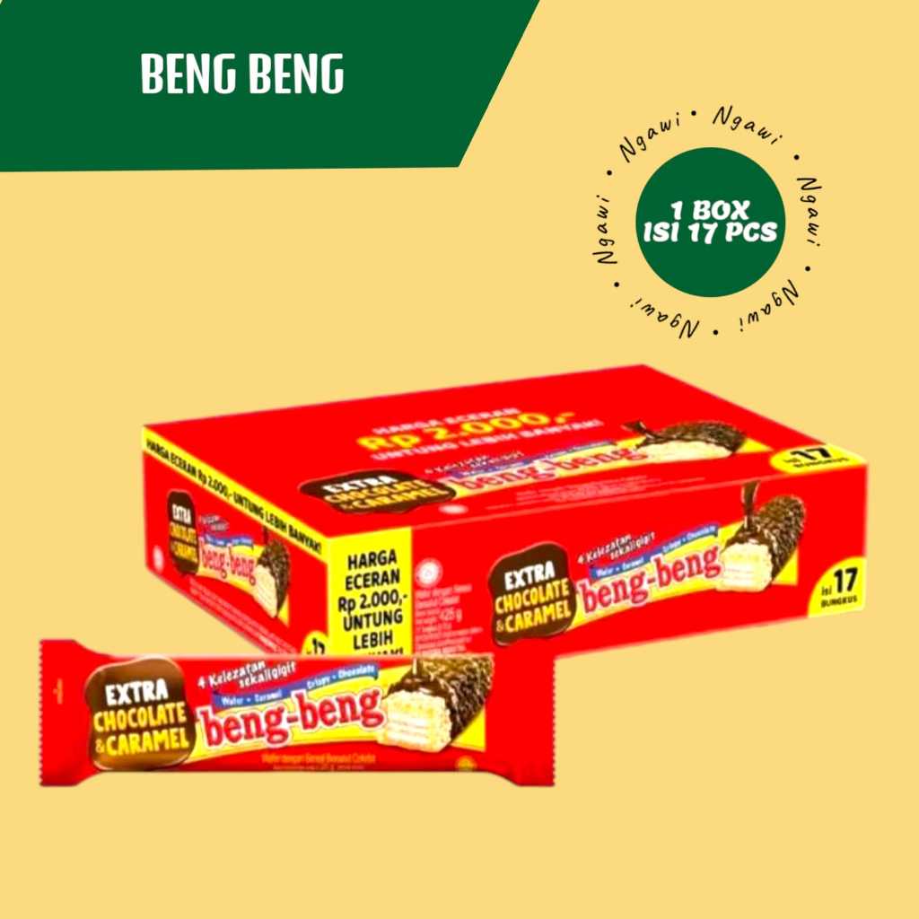 

BENG BENG EXTR CHOCOLATE DAN CARAMEL , BENG BENG BOX ISI 17