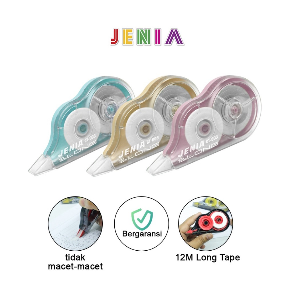 

JENIA - CORRECTION TAPE / PITA KOREKSI / STIPO KERTAS CT-003 12MX5MM PASTEL