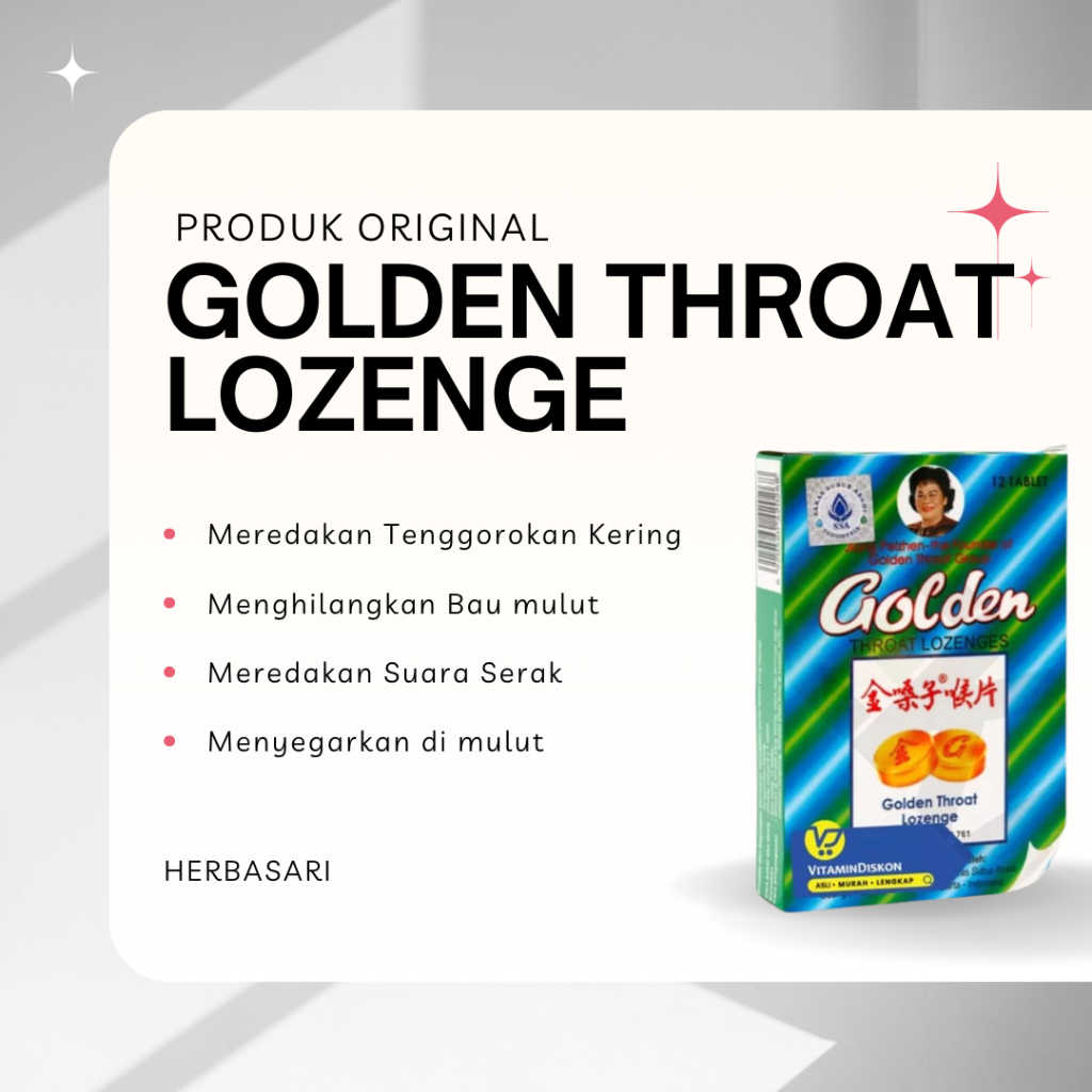 

PERMEN PELEGA TENGGOROKAN KERING - SERTA MENYEGARKAN NAFAS - GOLDEN THROAT LOZENGES