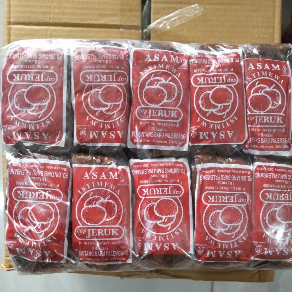 

Asam Jawa Kualitas Super No 1 Tanpa Biji Cap Jeruk 1Pak isi 20pcs 250g