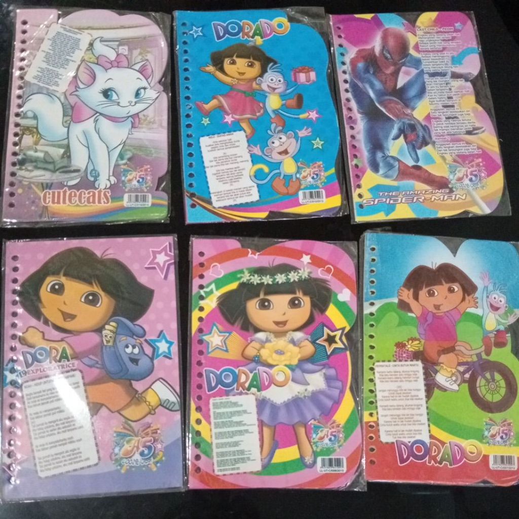 

LOOSE LEAF/ISI BINDER A5-20 LEMBAR/MOTIF FANCY KARTUN NEW RANDOM/Gambar banyak yg Dora