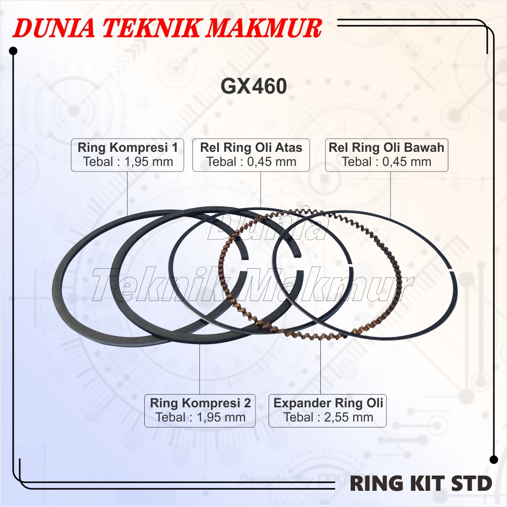 GX390 RING KIT (STANDART) / Ring Piston Mesin GX390 Std