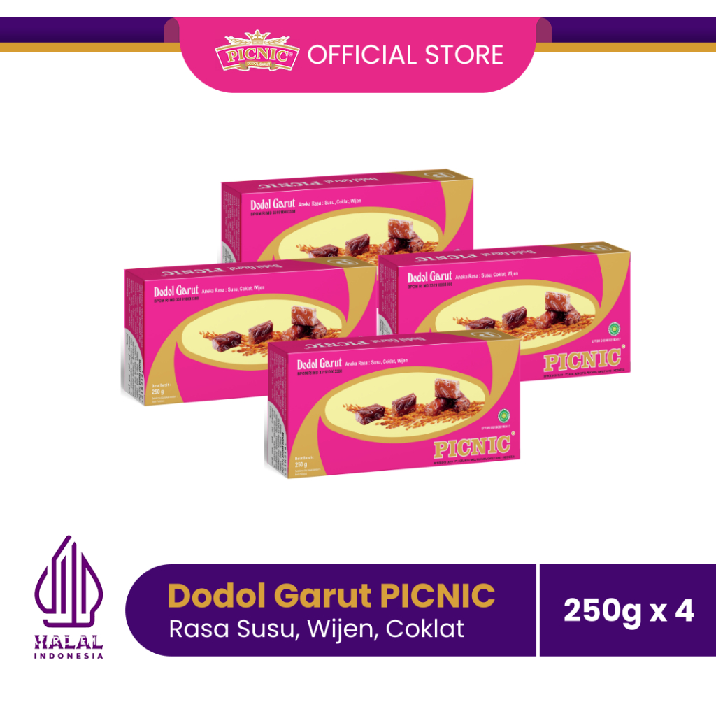 

[4 Pcs] Dodol Picnic 250gr - Dodol Original - Dodol Picnic- Dodol Garut - Makanan Tradisional