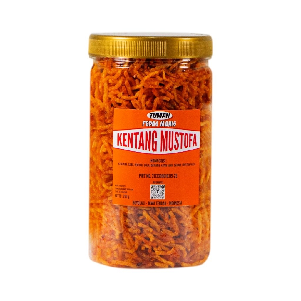 

Kentang Mustofa Tuman Kemasan Toples 1000ml 250gram Pedas Manis dan Original Cemilan Enak