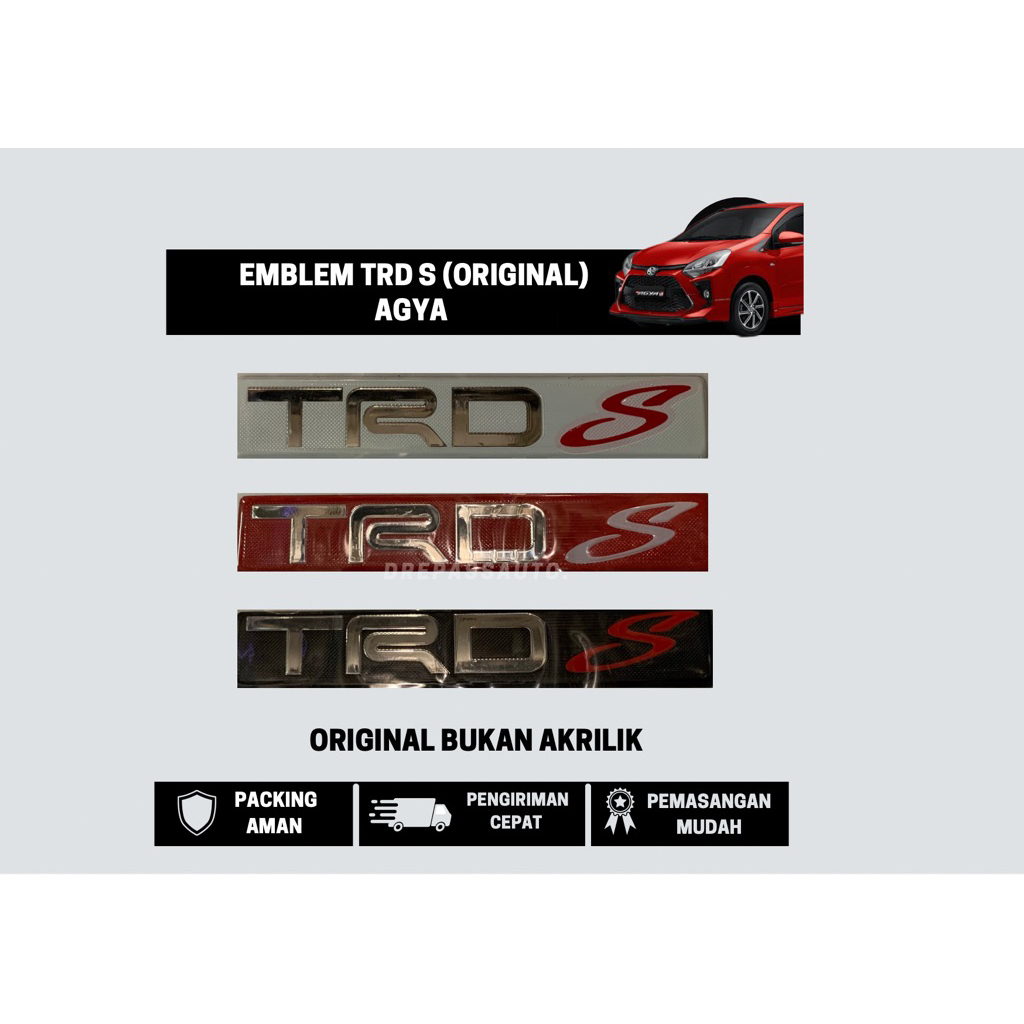 EMBLEM TRD S || TRD SPORTIVO AGYA || TRD S AGYA || TRD UNIVERSAL ORIGINAL TOYOTA BARU