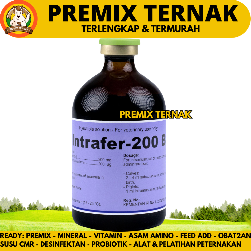 INTRAFER B12 100ML TMC - Obat Hewan Anti Anemia & Pemacu Pertumbuhan Fe & B12 Sapi Babi Kambing