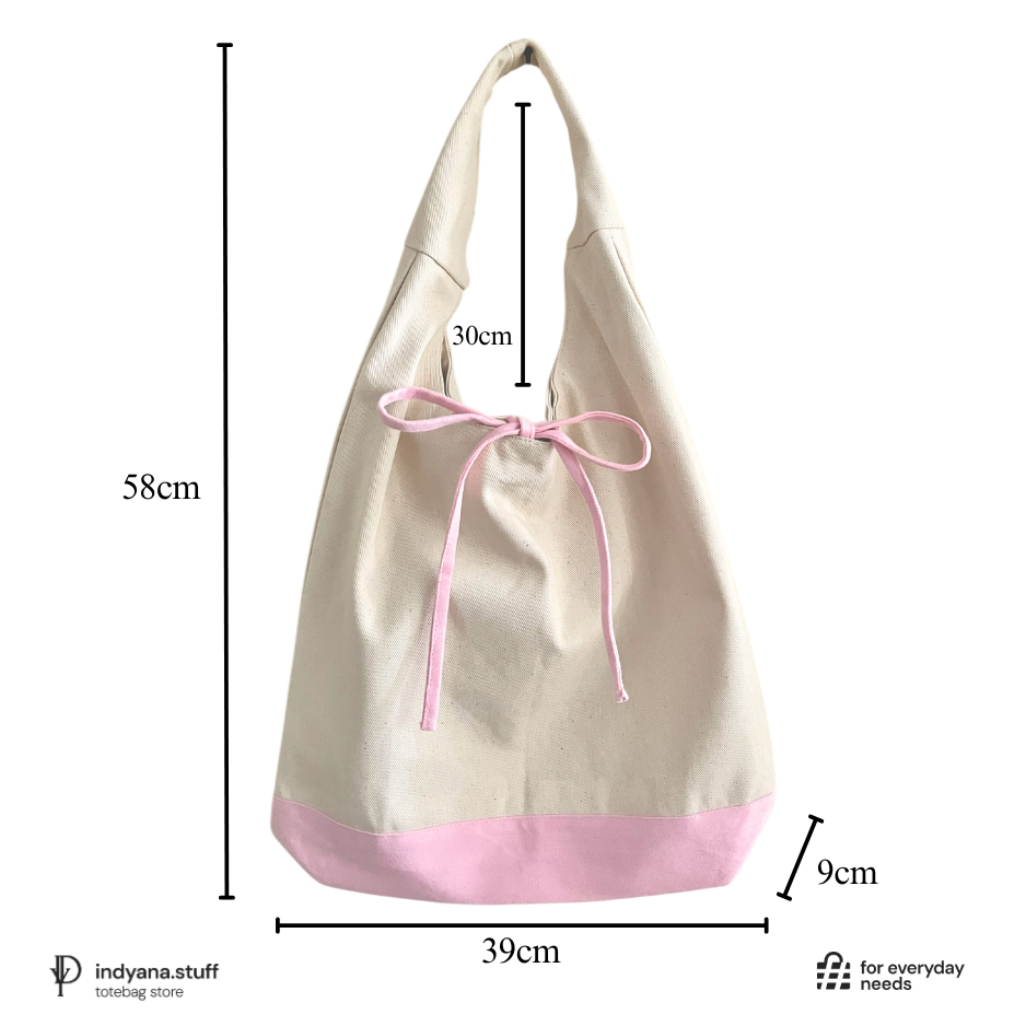 HEMAT TAS TOTEBAG RIBBON BOW CUSTOM SATUAN TAS KANVAS PREMIUM ( MAGNET ) - BEBAS CUSTOM **