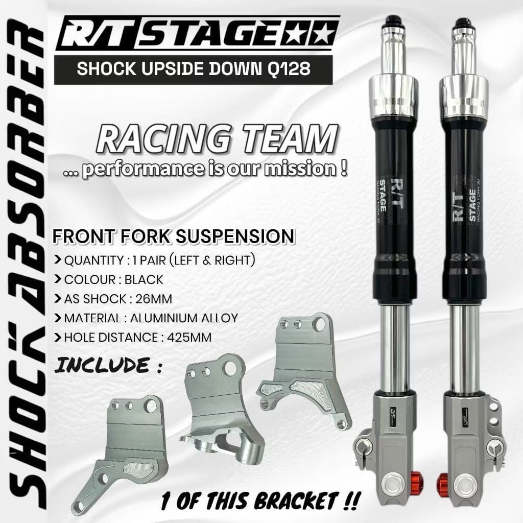 UPSIDE DOWN RT STAGE COPY ORIGINAL PLUS BREKET KALIPER AXIAL DAN MONOBLOK 4 PISTON