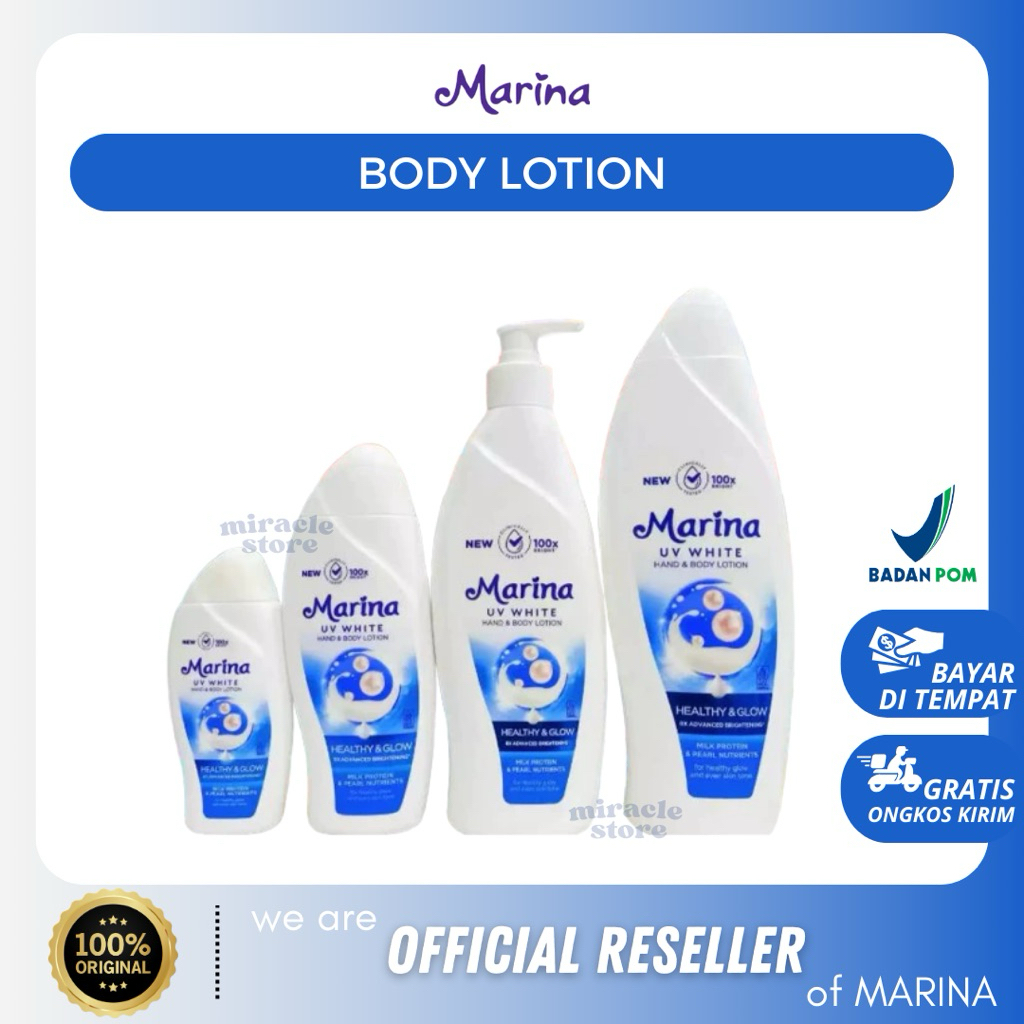 [MIRACLE STORE] 460ML MARINA HEALTHY AND GLOW BIRU 460ML MARINA HAND AND BODY LOTION HEALTHY & GLOW 