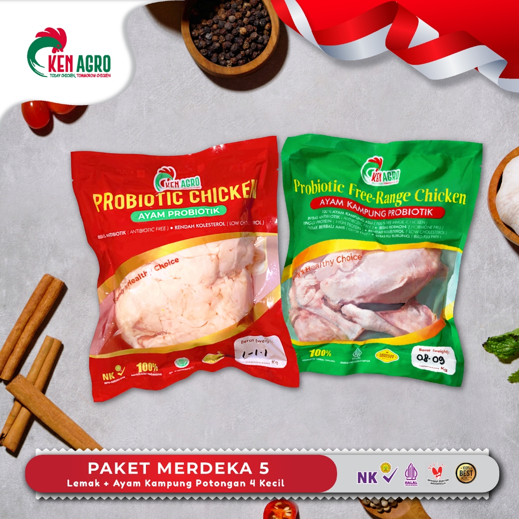 

Ken Agro Paket Merdeka 5 (Lemak Ayam Probiotik + Ayam Kampung Potongan 4 Kecil) Frozen