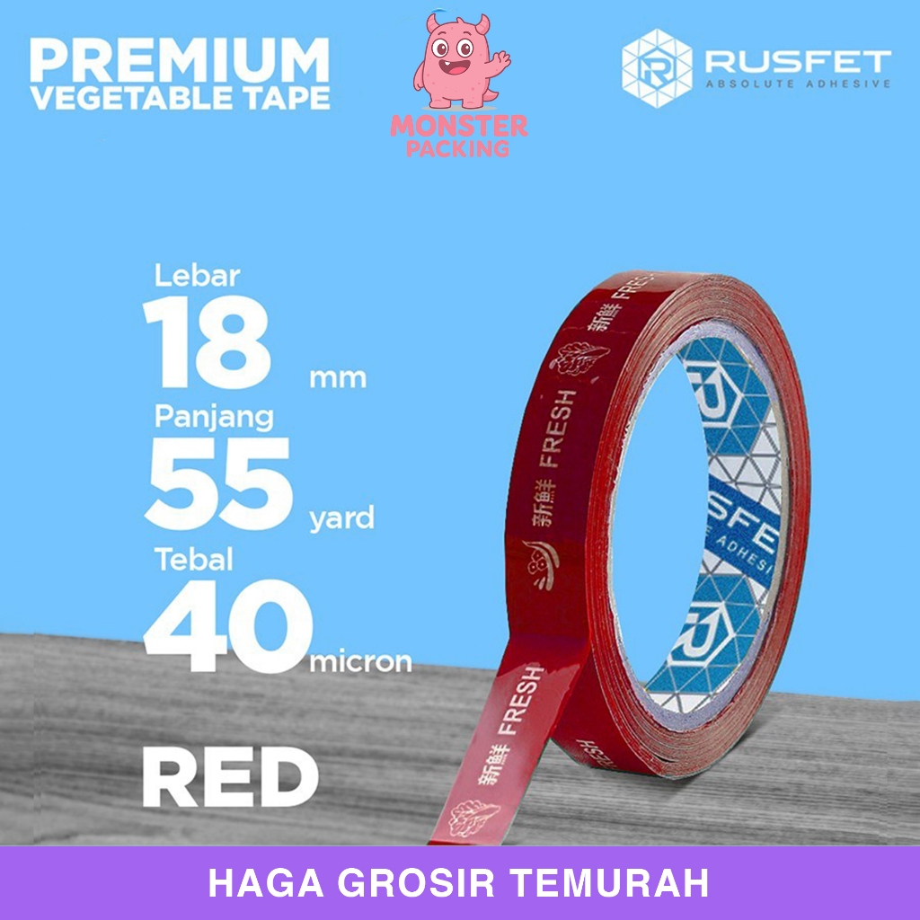 

Lakban Sayur FRESH 18mm x 50m Vegetable OPP Tape Isolasi Buah Hidroponik TERMURAH /SATUAN MERAH